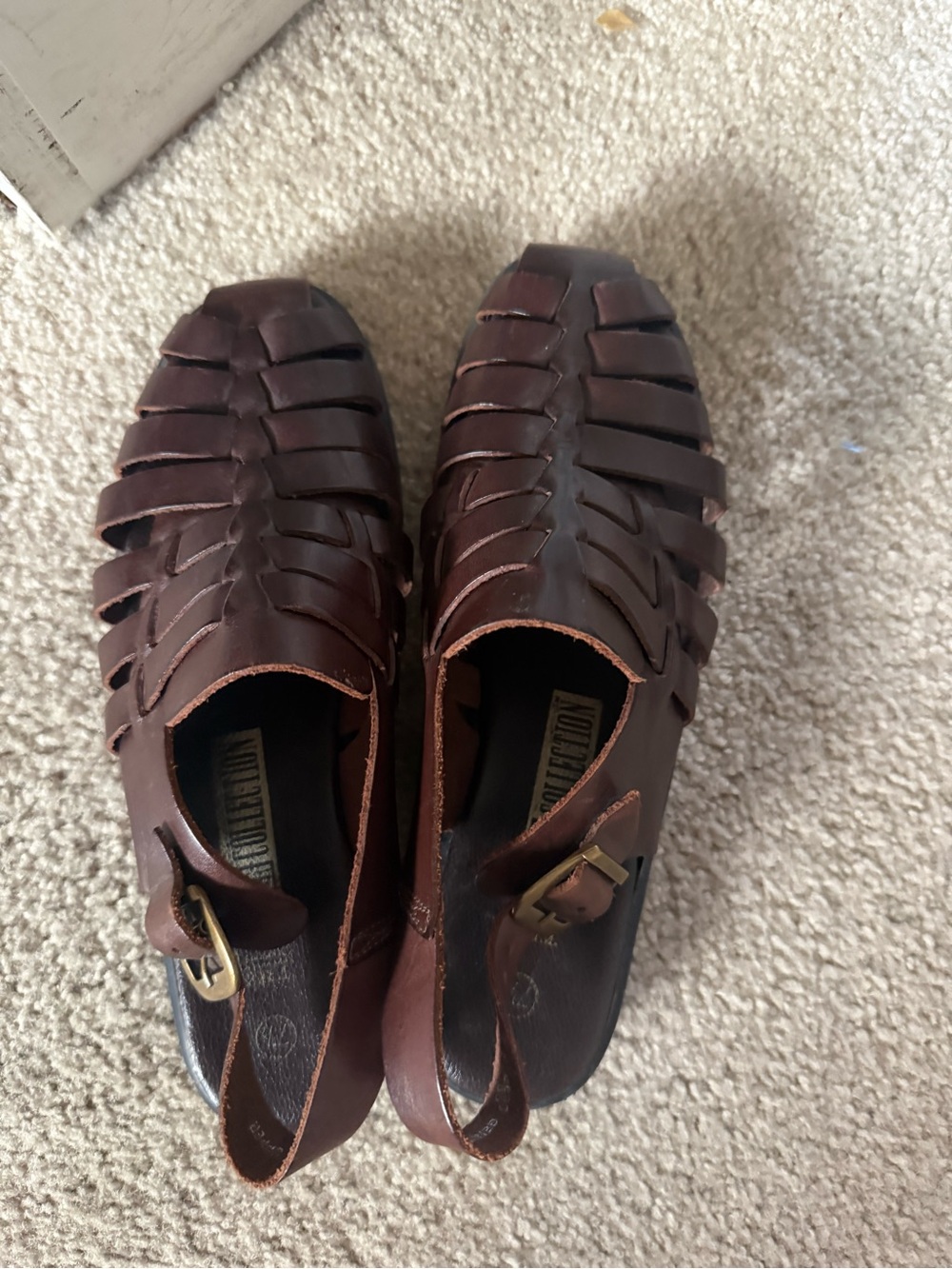 Women Brown genuine Leather Fisherman Sandals size 7.5 made in Brazil